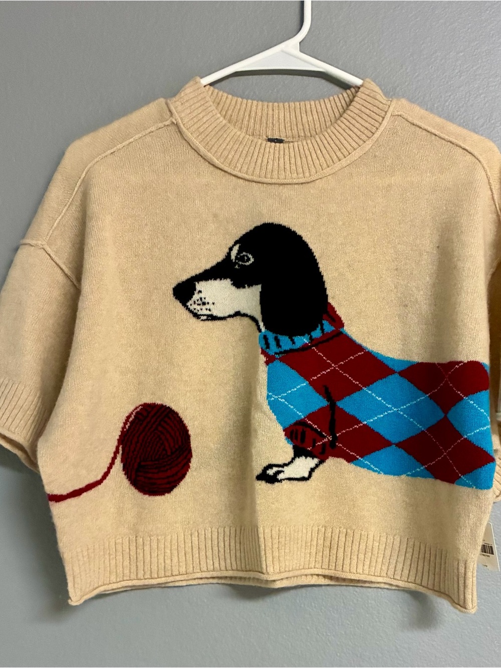NWT Anthropologie Cashmere Collection Wiener Dog Dachshund Intarsia Sweater